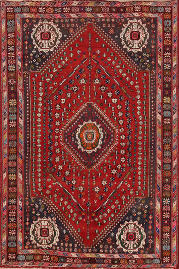 Geometric Red Shiraz Persian Area Rug 6x9