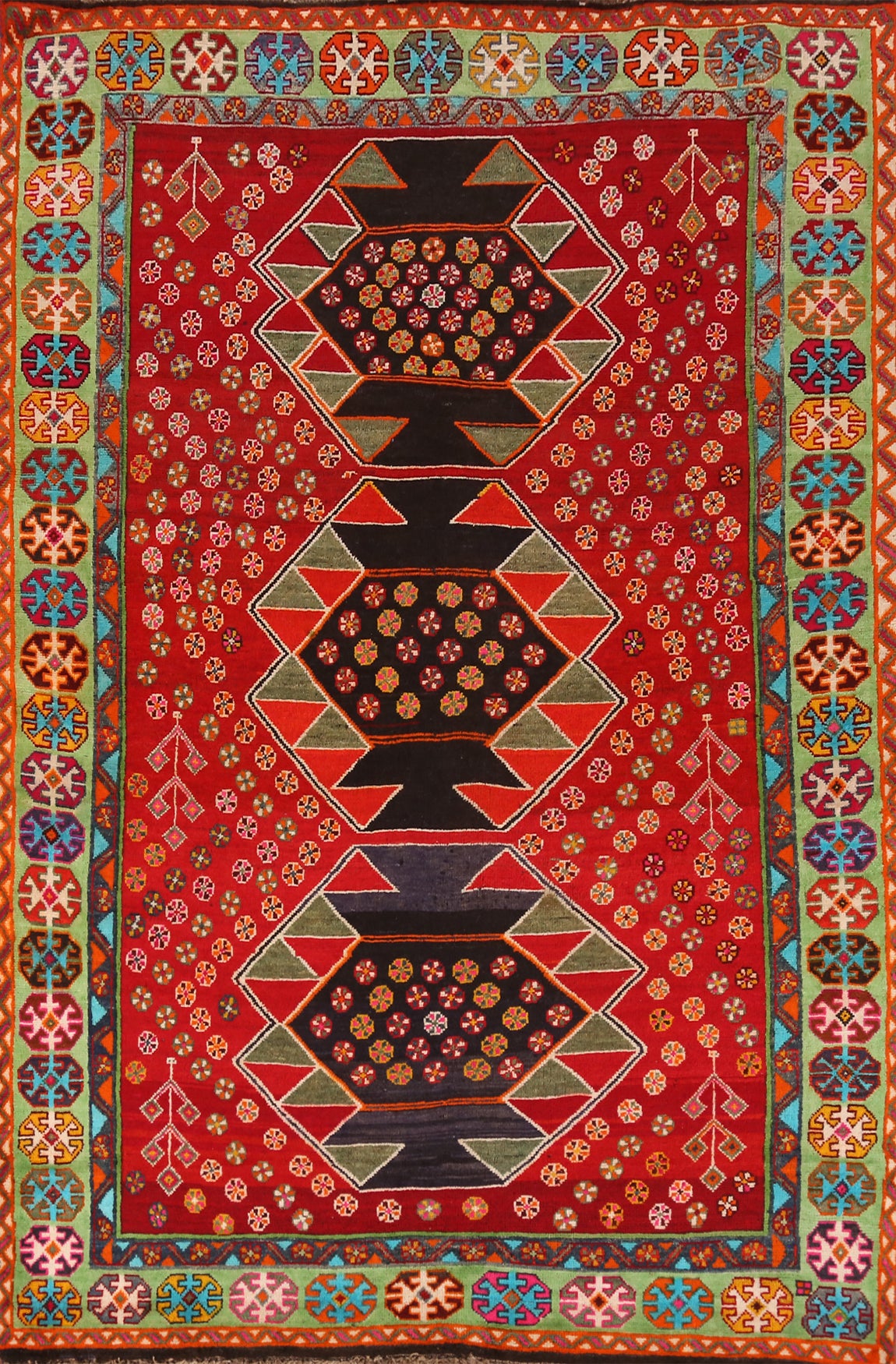 Geometric Wool Shiraz Persian Rug 5x7