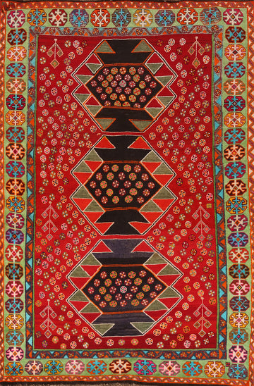 Geometric Wool Shiraz Persian Rug 5x7