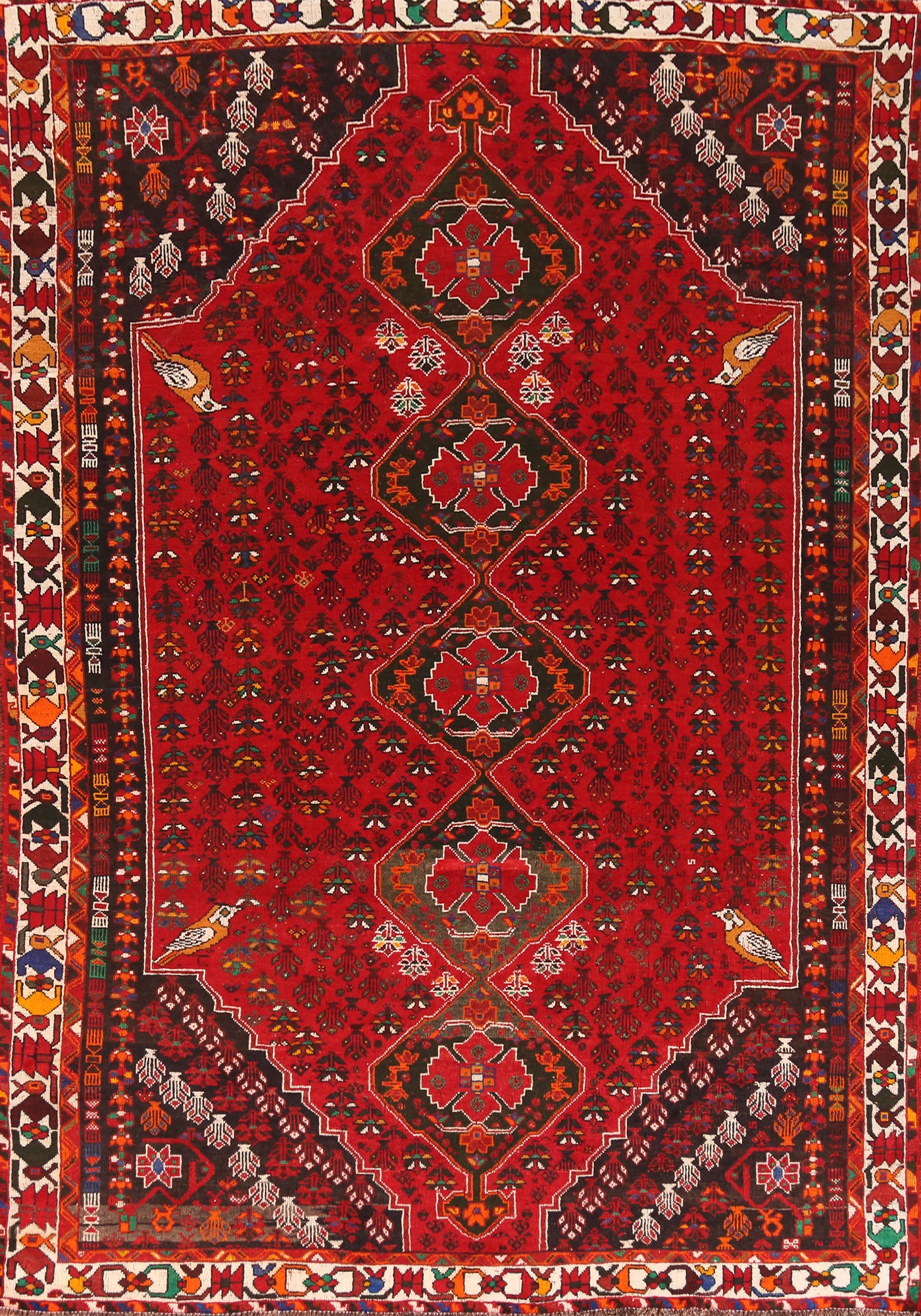 Red Geometric Shiraz Persian Area Rug 7x10