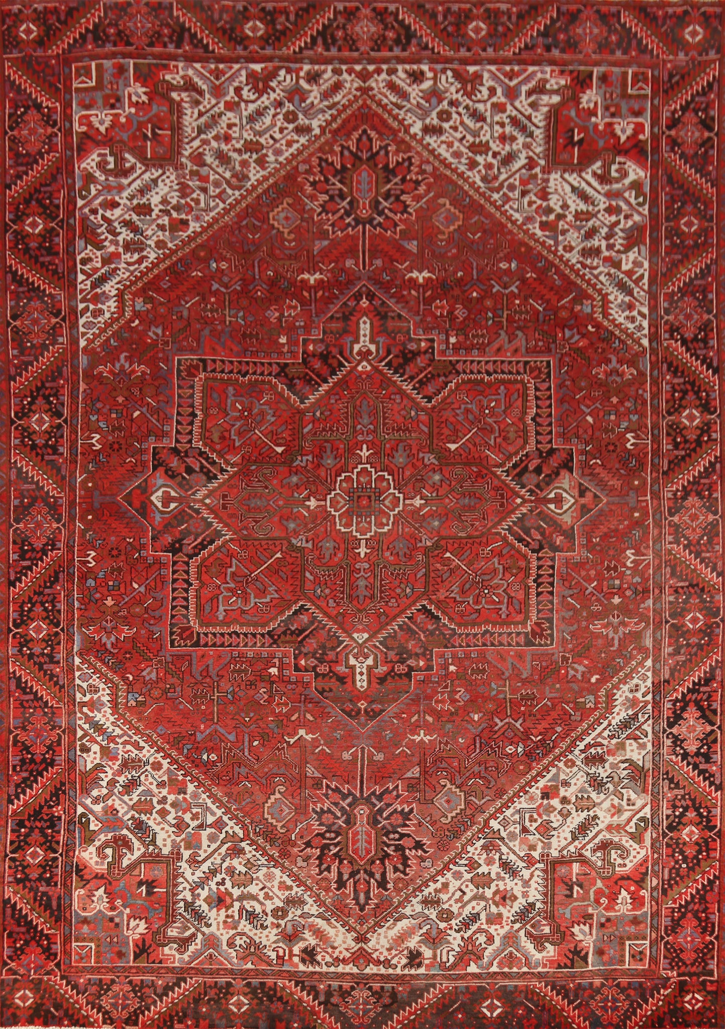 Vintage Geometric Heriz Persian Area Rug 10x13