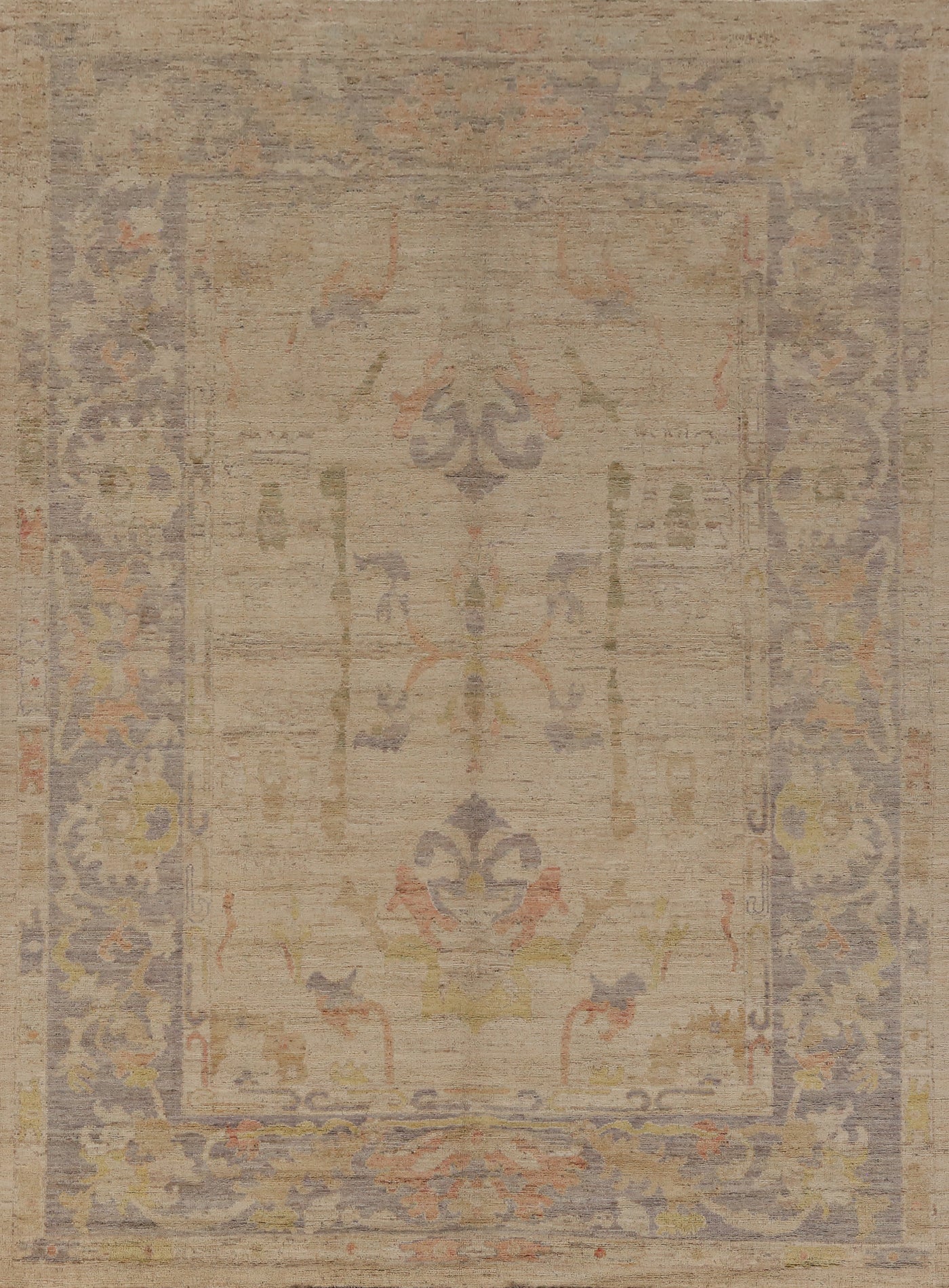 Earth Tone Wool Oushak Turkish Area Rug 8x11
