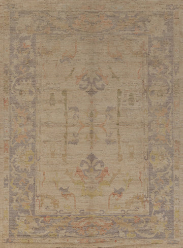 Earth Tone Wool Oushak Turkish Area Rug 8x11
