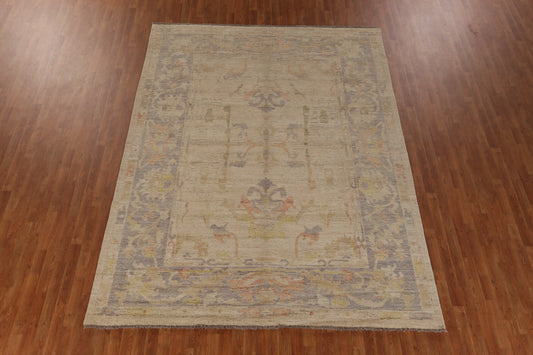 Earth Tone Wool Oushak Turkish Area Rug 8x11