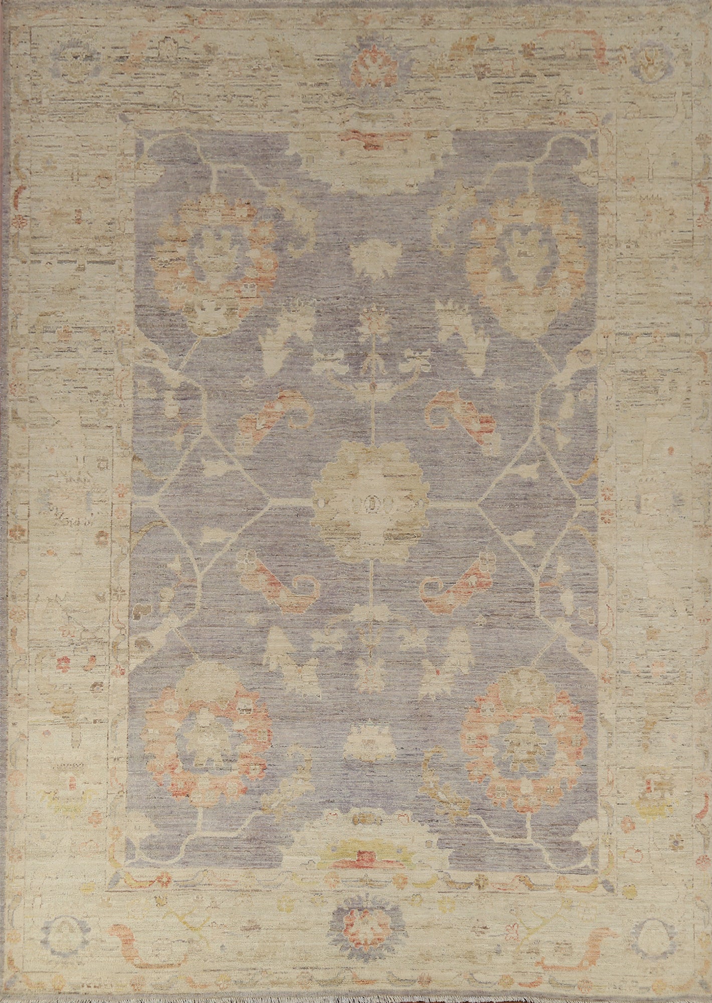 Vegetable Dye Floral Oushak Turkish Area Rug 8x11