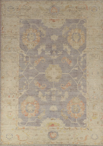 Vegetable Dye Floral Oushak Turkish Area Rug 8x11