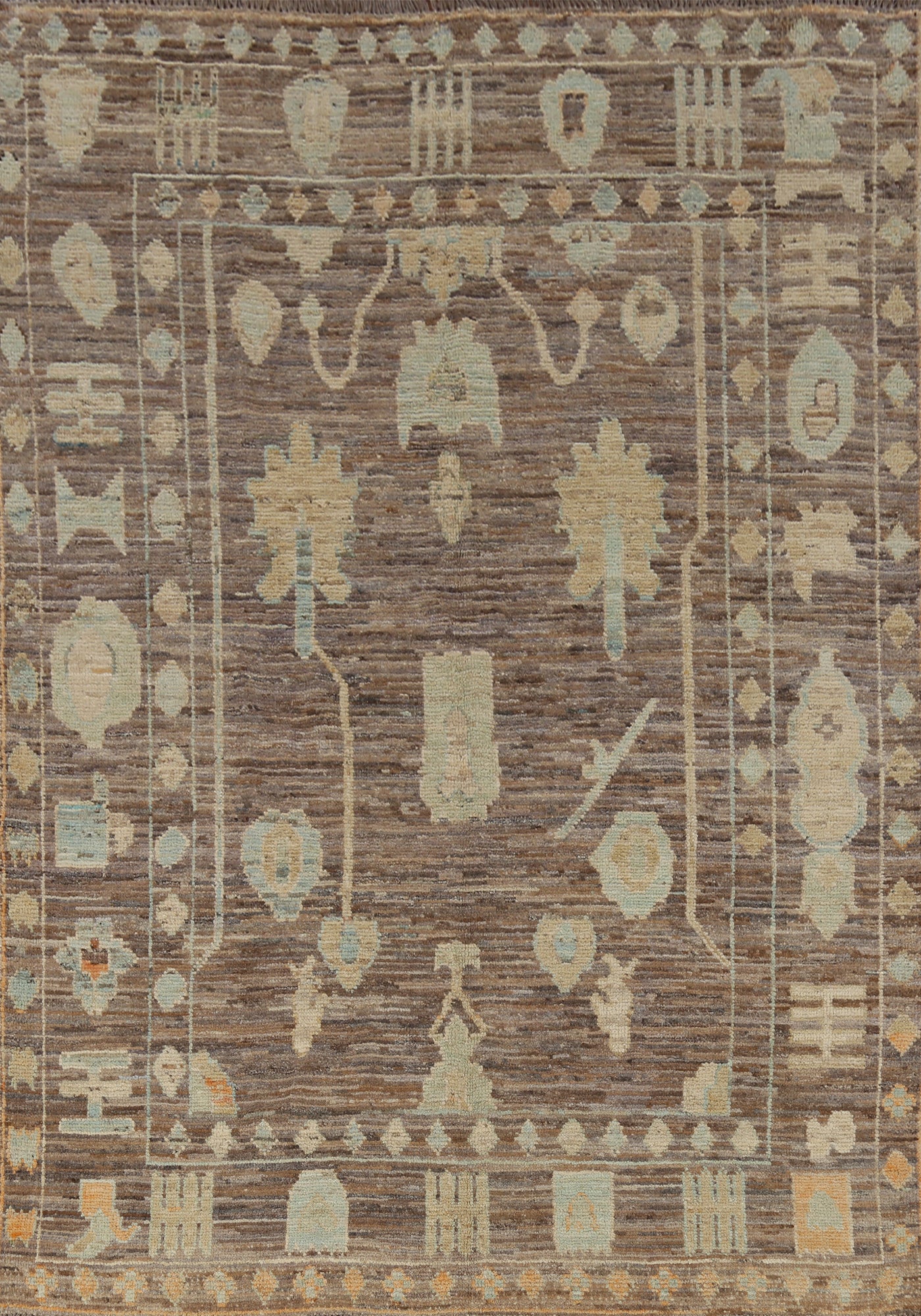 All-Over Brown Oushak Vegetable Dye Area Rug 6x8