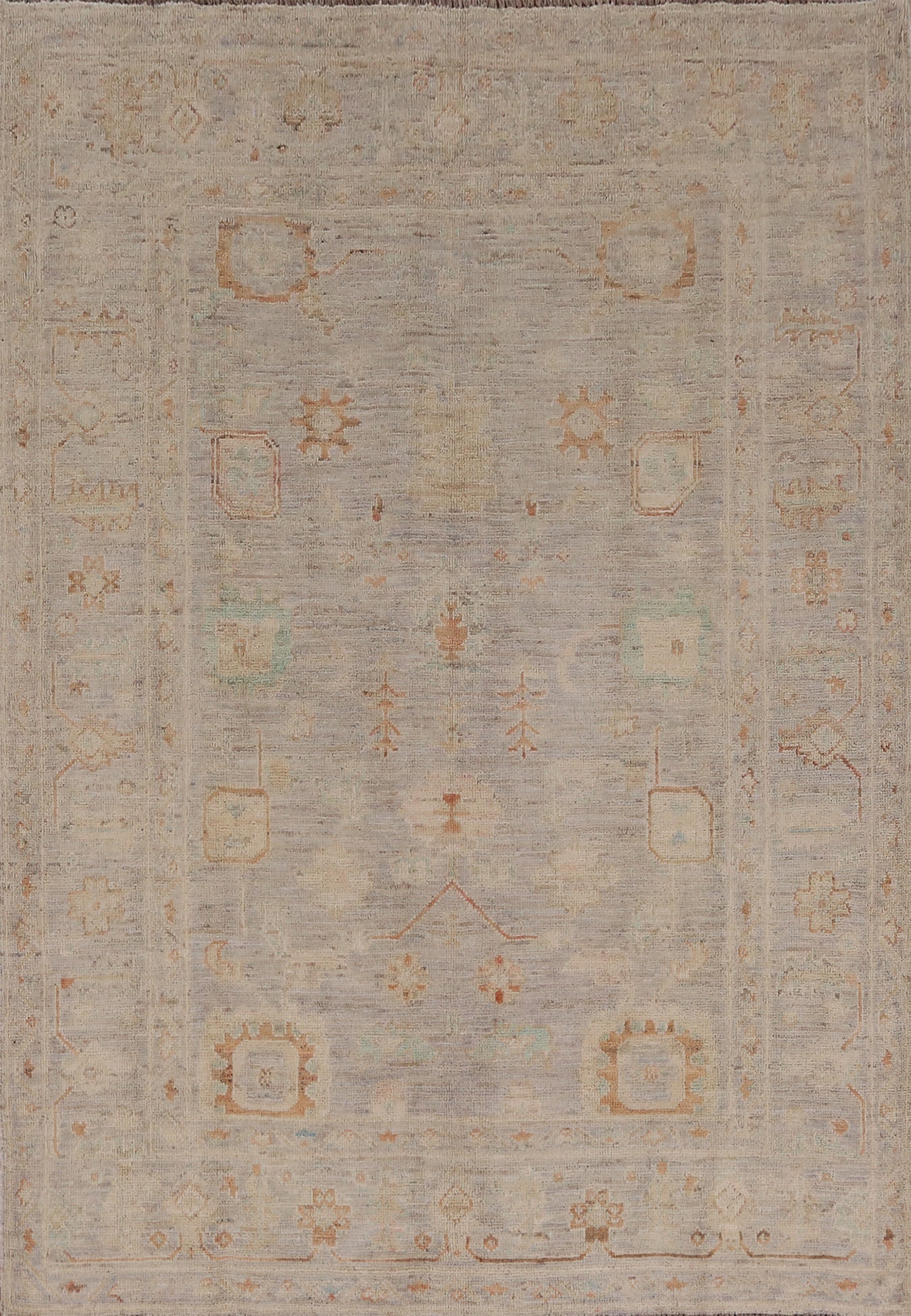 Earth Tone Wool Oushak Turkish Rug 5x7