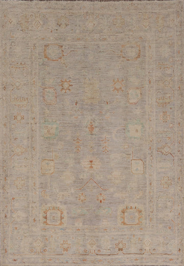 Earth Tone Wool Oushak Turkish Rug 5x7