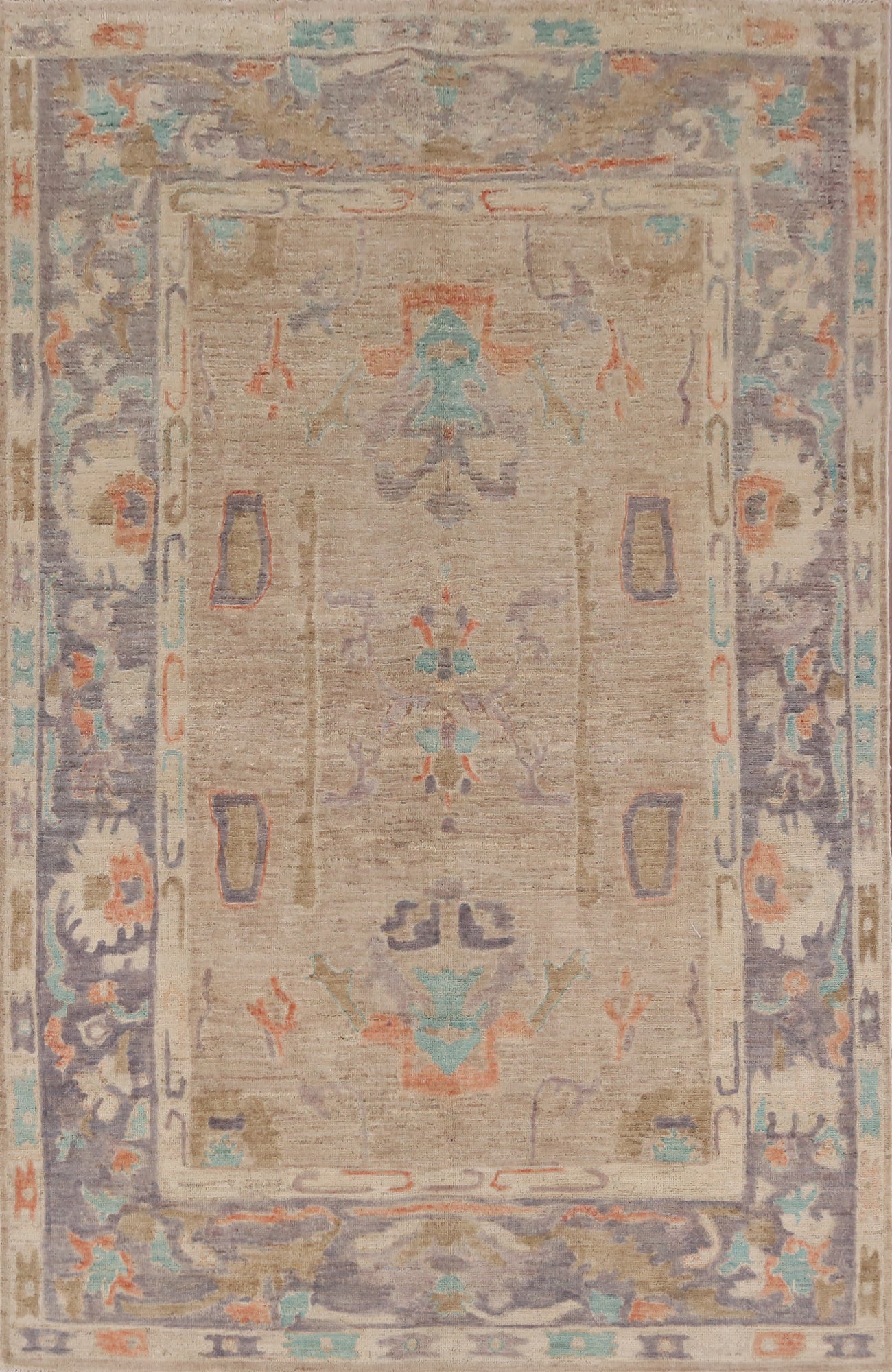 Vegetable Dye Oushak Turkish Area Rug 6x9