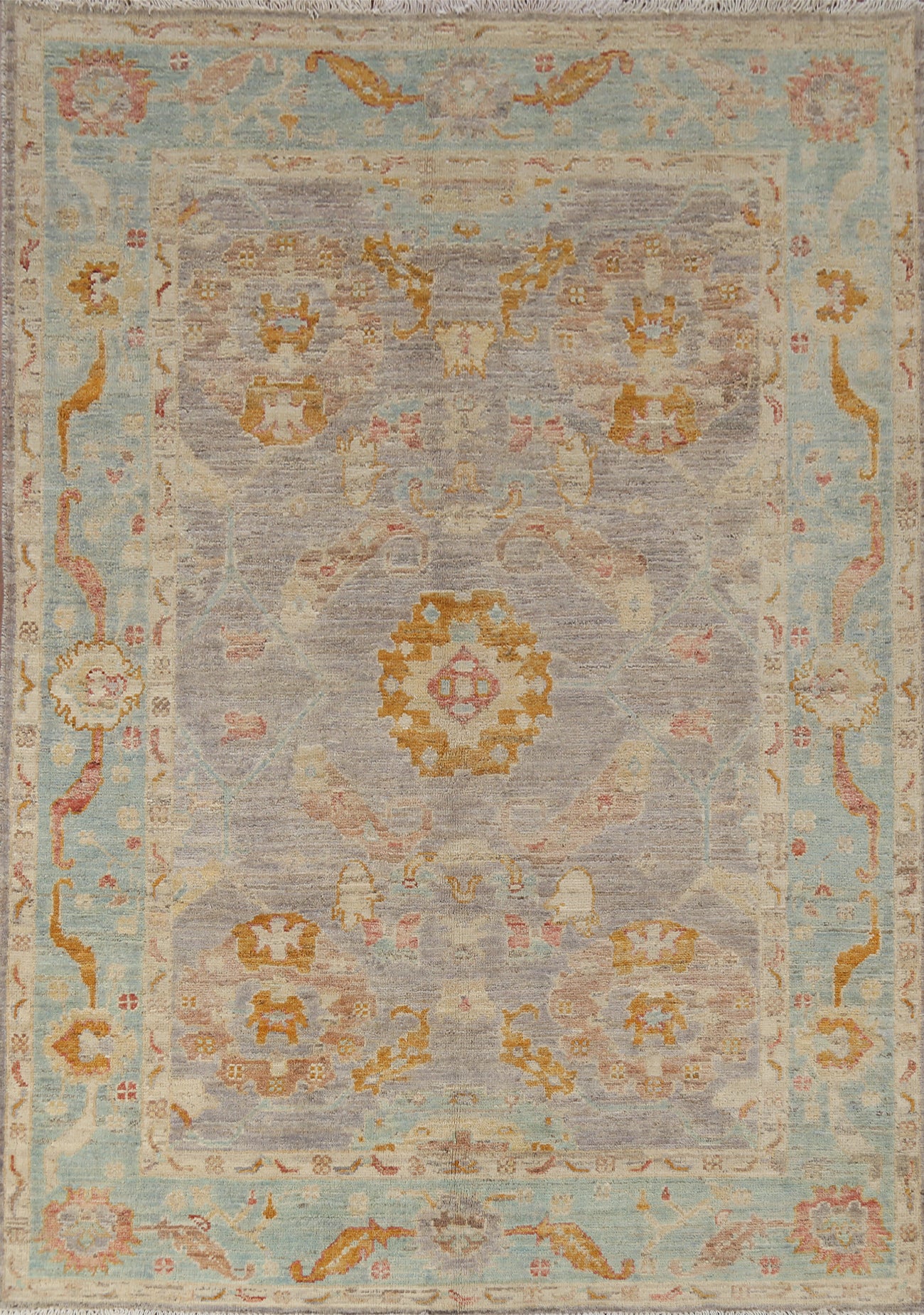 Vegetable Dye Oushak Turkish Rug 5x7