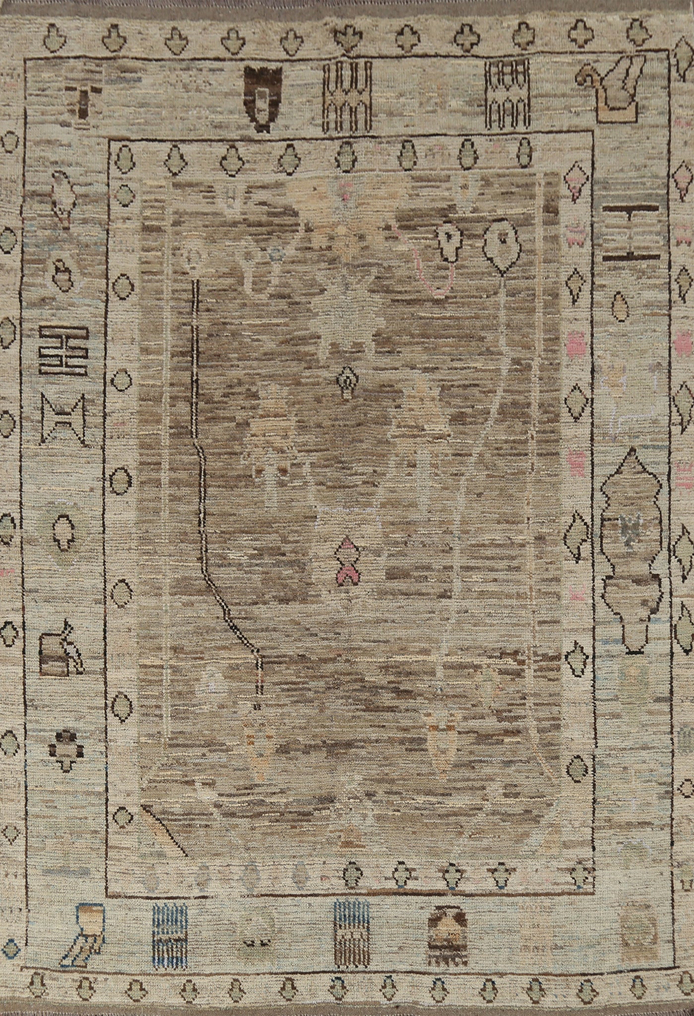 Earth Tone Wool Oushak Vegetable Dye Area Rug 5x8