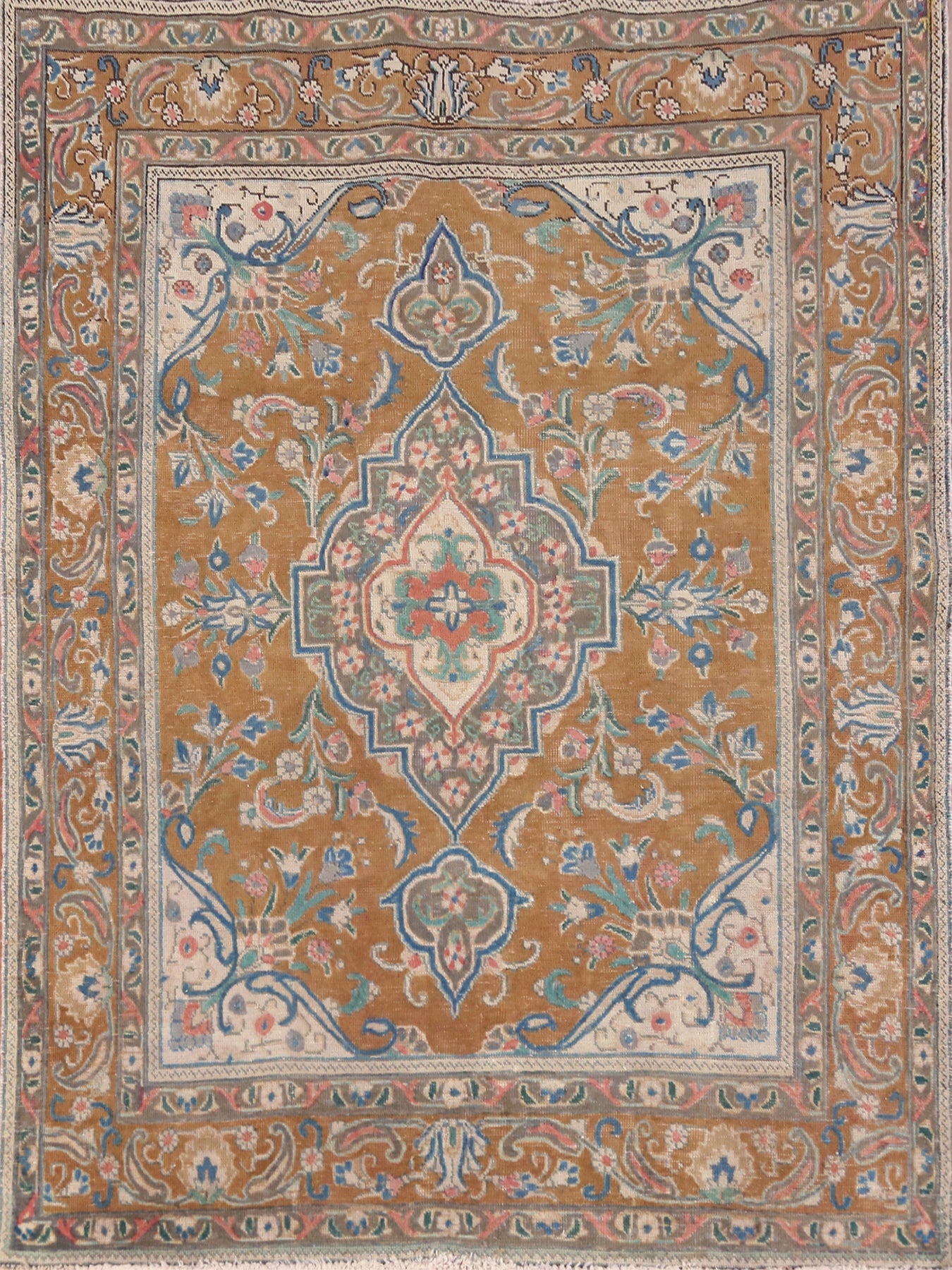 Vintage Wool Tabriz Persian Rug 5x6