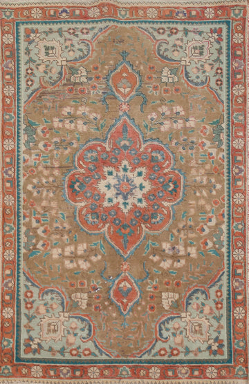 Geometric Wool Tabriz Persian Rug 3x5