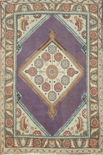 Purple Wool Medallion Tabriz Persian Rug 3x4