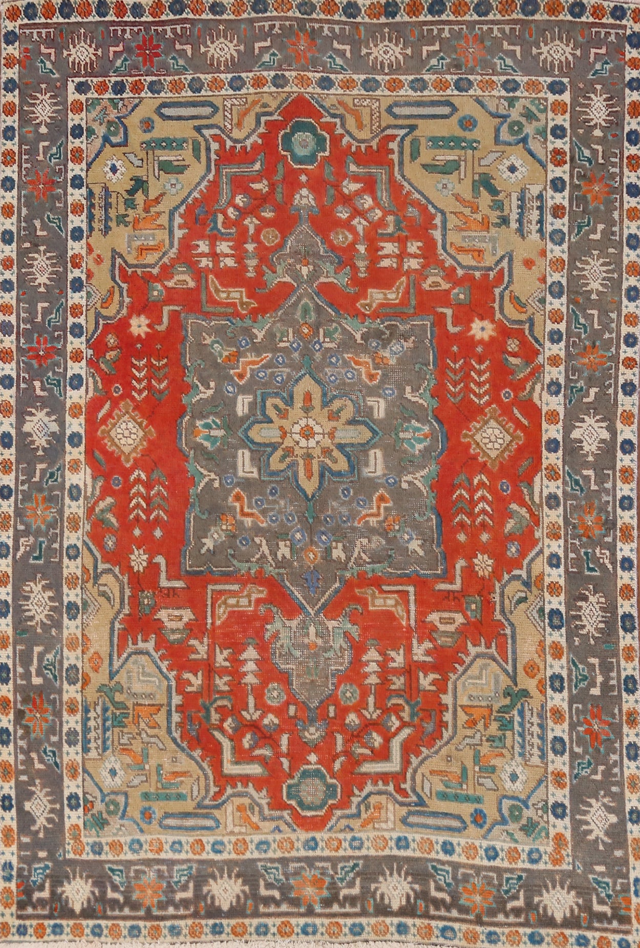 Geometric Wool Tabriz Persian Rug 4x7