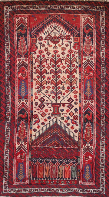 Geometric Wool Balouch Persian Rug 3x6