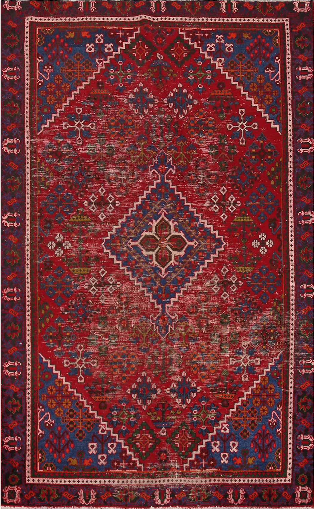 Wool Red Medallion Joshaghan Persian Rug 4x7