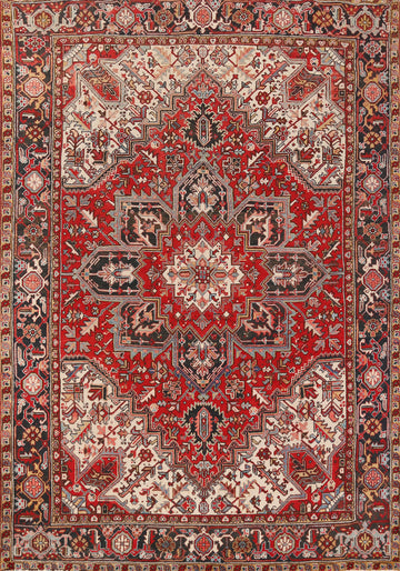 Geometric Wool Heriz Persian Area Rug 7x10