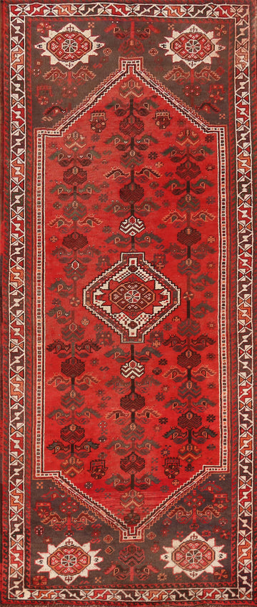 Geometric Wool Shiraz Persian Runner Rug 4x10