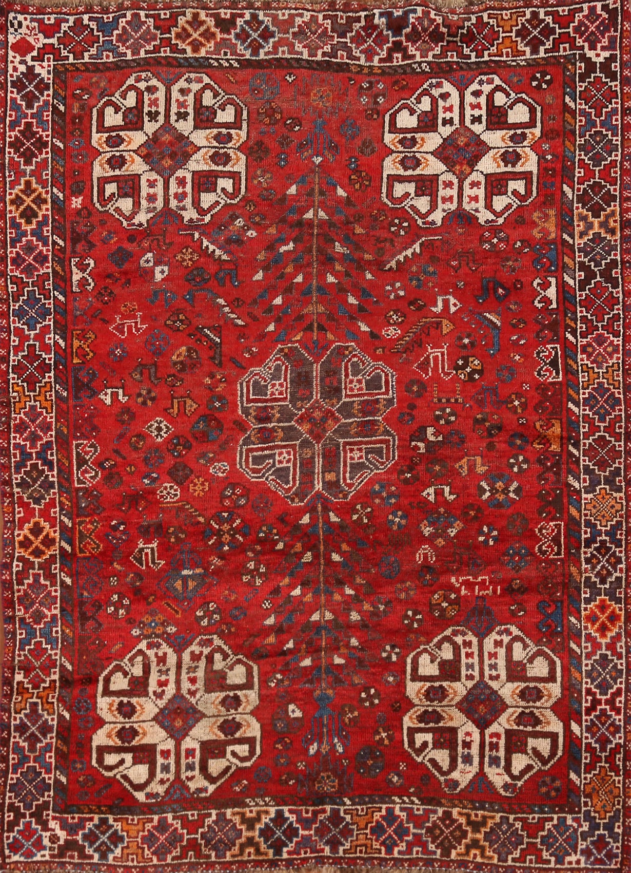 Geometric Wool Shiraz Persian Rug 4x5