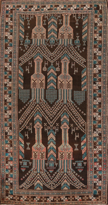 Geometric Hamedan Persian Runner Rug 4x9