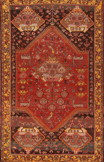 Animals Tribal Wool Shiraz Persian Area Rug 6x8