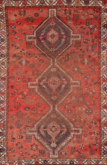 Antique Wool Shiraz Persian Rug 5x7