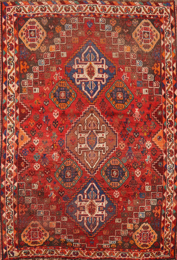 Geometric Wool Shiraz Persian Rug 4x5