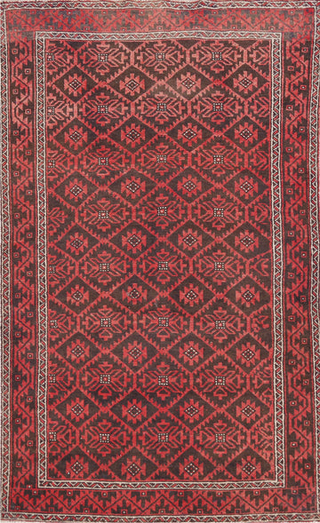 All-Over Geometric Hamedan Persian Rug 4x6