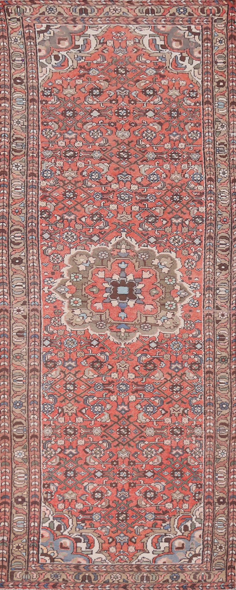 Geometric Wool Hamedan Persian Runner Rug 3x10