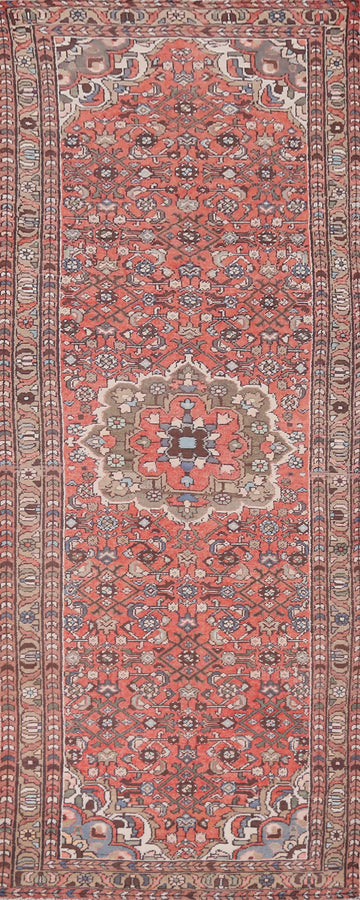 Geometric Wool Hamedan Persian Runner Rug 3x10