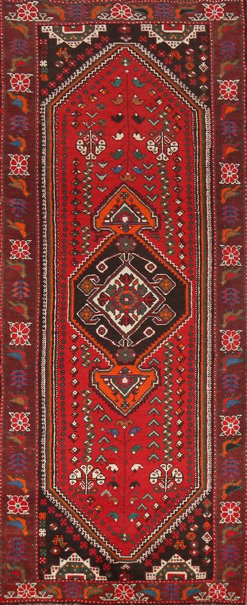 Geometric Red Shiraz Persian Runner Rug 4x10