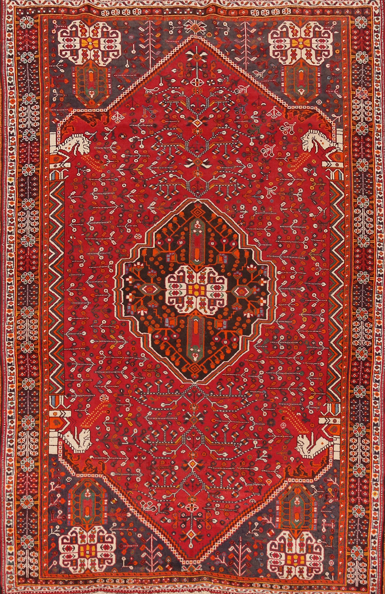Handmade Wool Shiraz Persian Area Rug 5x8