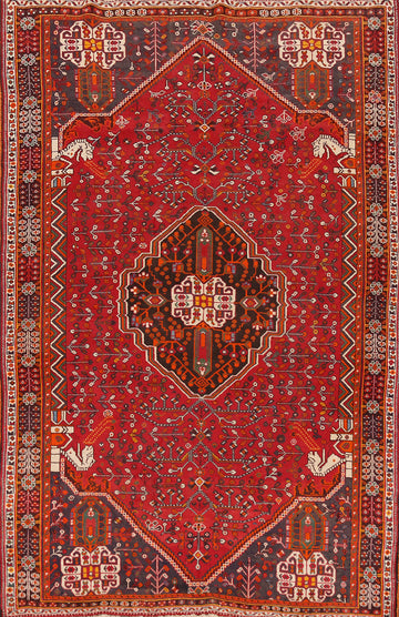 Handmade Wool Shiraz Persian Area Rug 5x8