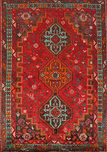 Tribal Wool Shiraz Persian Rug 4x6