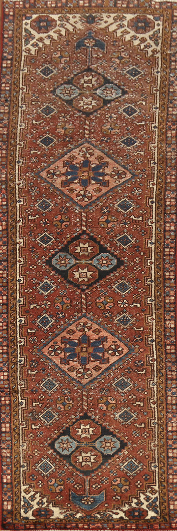 Tribal Geometric Gharajeh Persian Runner Rug 3x11