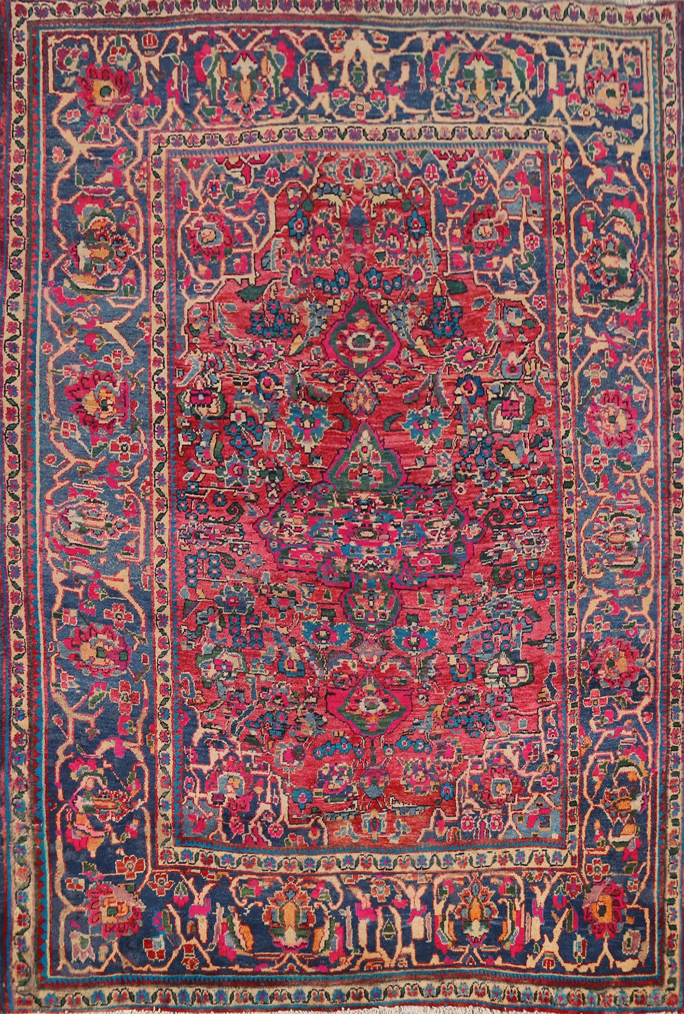 Vintage Wool Kashmar Persian Area Rug 6x9