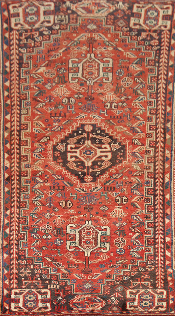 Tribal Geometric Qashqai Persian Area Rug 4x8