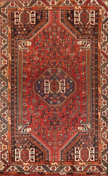 Geometric Wool Qashqai Persian Area Rug 5x8