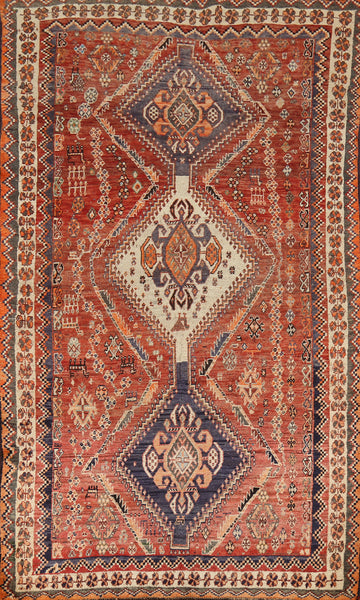 Tribal Geometric Shiraz Persian Area Rug 5x8