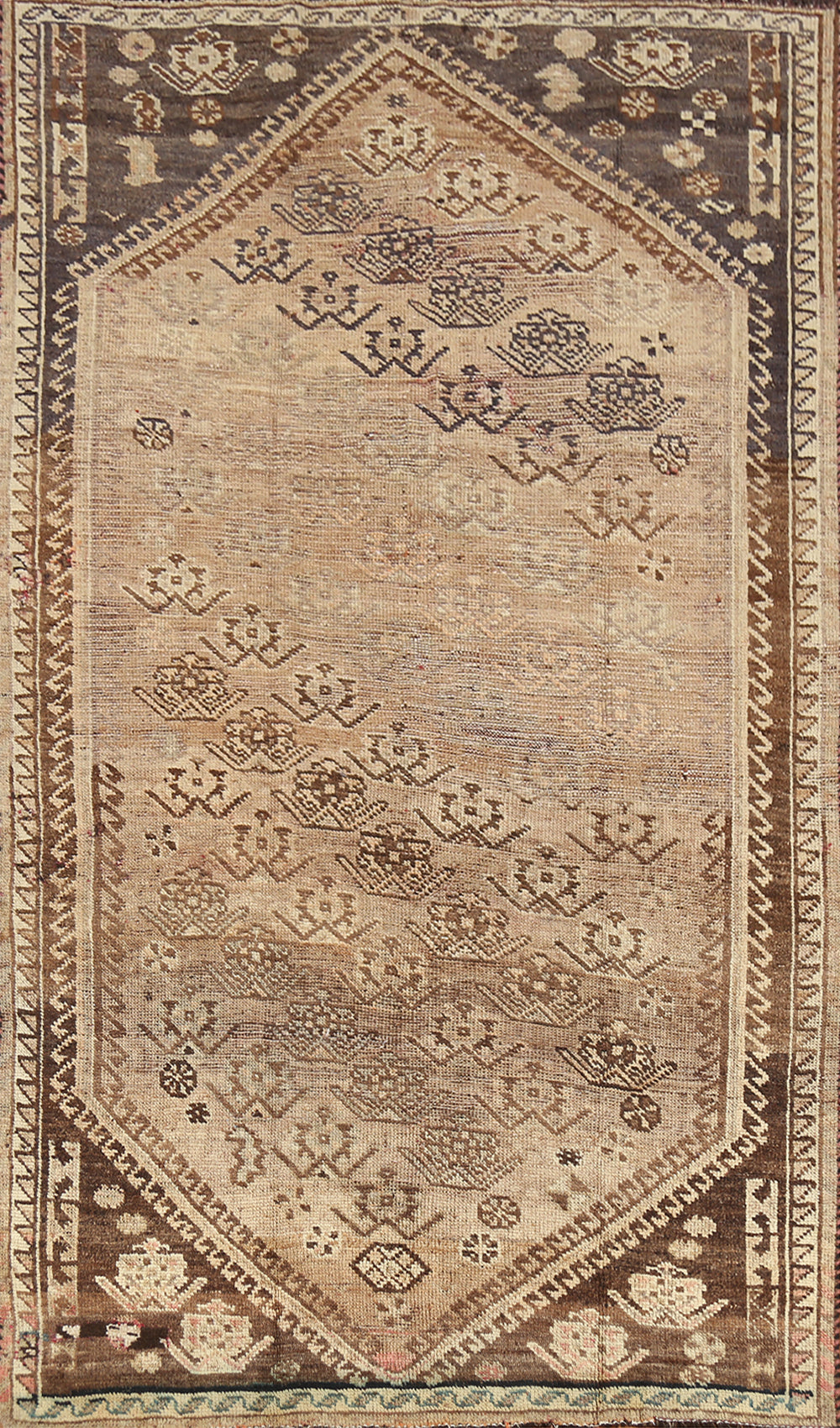 Antique Vegetable Dye Qashqai Persian Rug 4x8