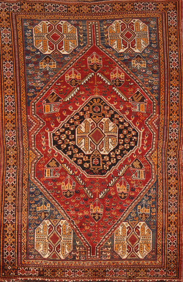 Geometric Wool Shiraz Persian Rug 4x7