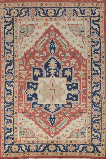 Geometric Wool Heriz Persian Area Rug 7x10