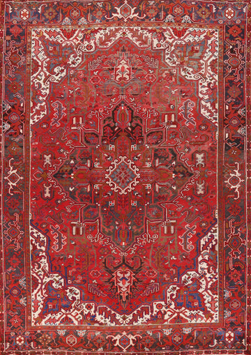 Red Wool Medallion Heriz Persian Area Rug 8x10