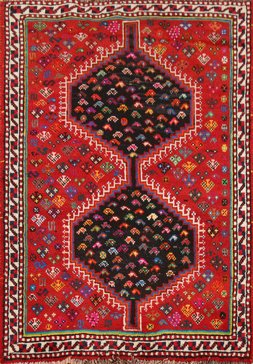 Handmade Geometric Shiraz Persian Rug 3x5