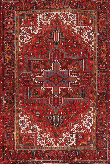 Geometric Wool Heriz Persian Area Rug 7x10