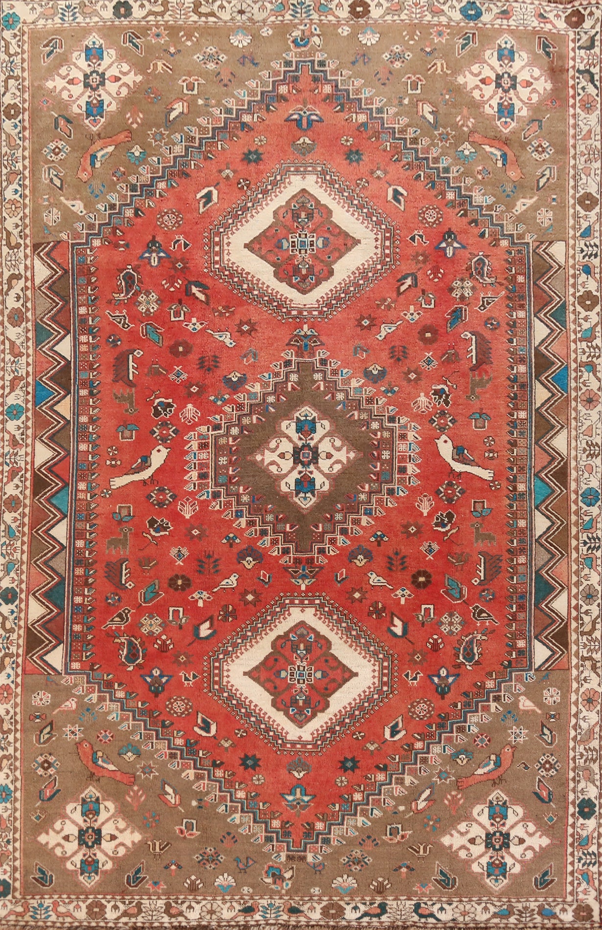 Tribal Wool Geometric Shiraz Persian Area Rug 7x10