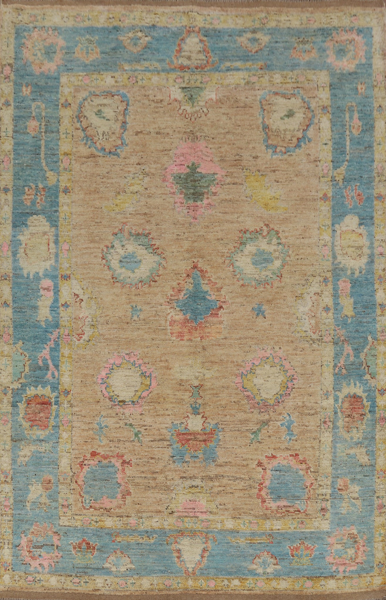 Vegetable Dye Oushak Turkish Area Rug 6x10