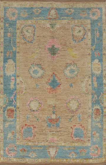 Vegetable Dye Oushak Turkish Area Rug 6x10